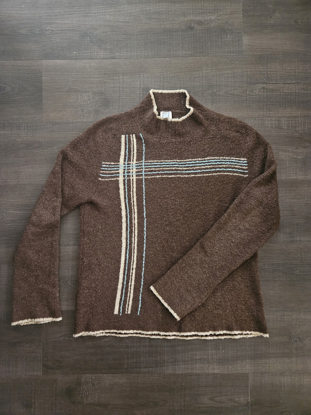 Vintage Patagonia Water Girl Mock Neck Wool Blend Sweater Knit Brown Graphic
